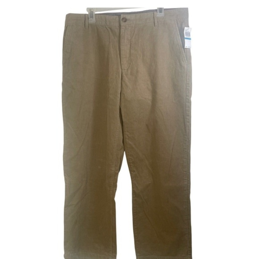 IZOD Tailgate Corduroy Pants Mens 36W 29L Straight Fit DK Buttercream Nwt preppy